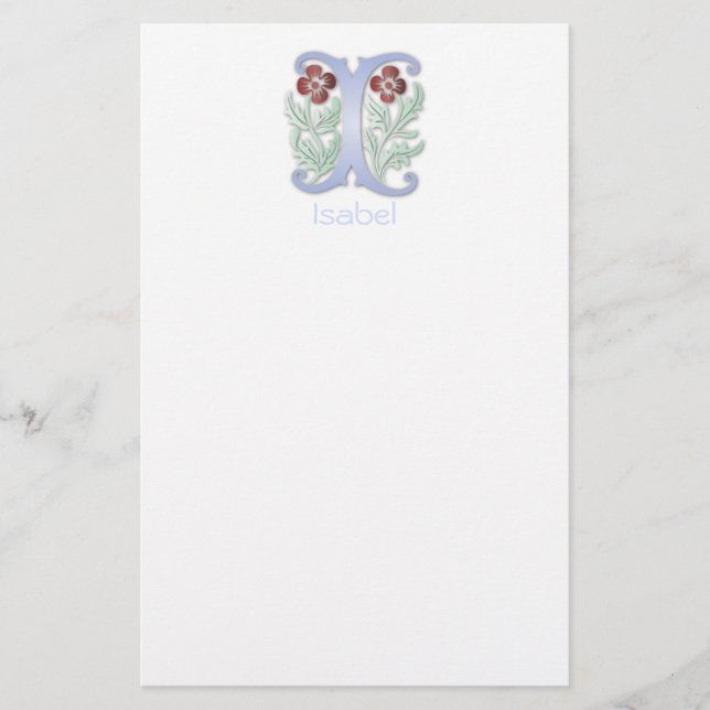 Papelería Letra I Monograma Fleur de lis (Anverso)