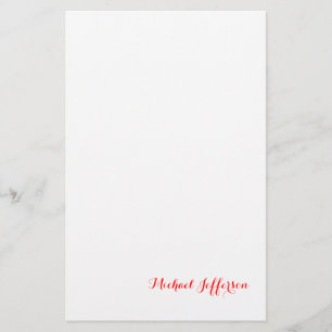 Papelería Letra manuscrita elegante simple llana rojo blanco