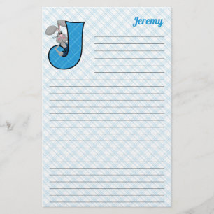 Papelería Letra mongram J de la chaqueta azul en blanco