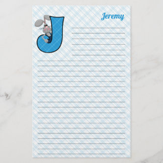 Papelería Letra mongram J de la chaqueta azul en blanco