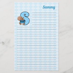 Papelería Letra mongrama de la ardilla azul S con el nombre