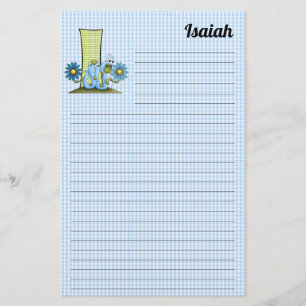 Papelería Letra mongrama de pulgada azul I Gingham lin