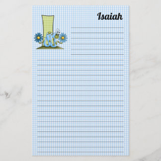 Papelería Letra mongrama de pulgada azul I Gingham lin