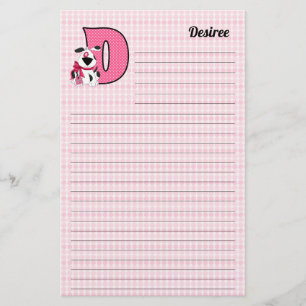 Papelería Letra mongramada del perro rosado D led