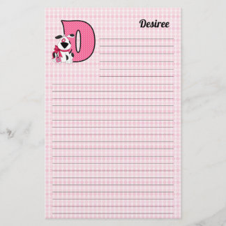 Papelería Letra mongramada del perro rosado D led