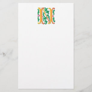 Papelería Letra N Monograma Fleur de lis