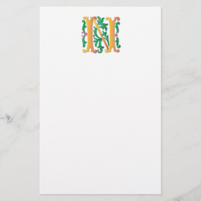 Papelería Letra N Monograma Fleur de lis (Anverso)