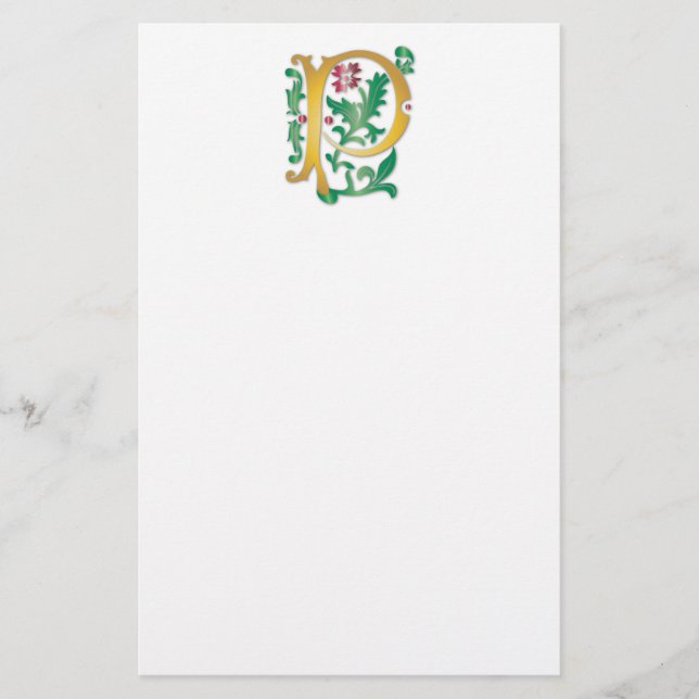 Papelería Letra P Monograma Fleur de lis (Anverso)