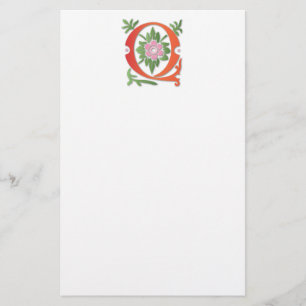 Papelería Letra Q Monograma Fleur de lis