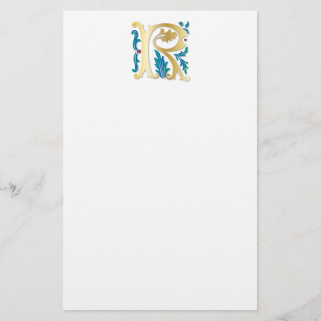 Papelería Letra R Monograma Fleur de lis (Anverso)
