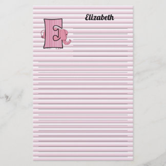 Papelería Letra rosa elefante mongramada e lineal