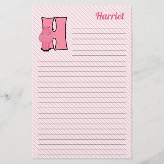 Papelería Letra rosa hipopótamo mongramada H en línea
