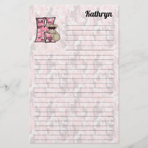 Papelería Letra rosa koala mongram K lentada