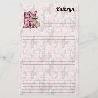 Papelería Letra rosa koala mongram K lentada