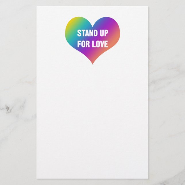 Papelería Levántate por el amor (corazón arcoiris) (Anverso)