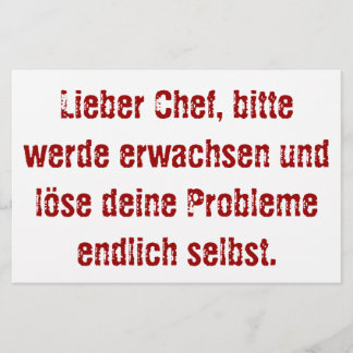 Papelería "Lieber Chef, bitte werde erwachsen..."