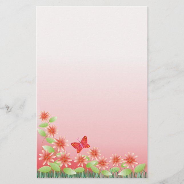 Papelería ligera: Daisy y mariposa (Anverso)