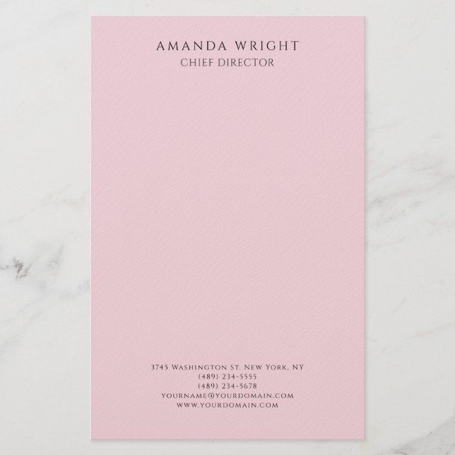 Papelería Light Pink Plain Attractive Stylish Business (Anverso)