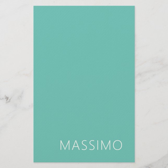 Papelería Light Teal Trendy Modern Minimalist Chic Name (Anverso)