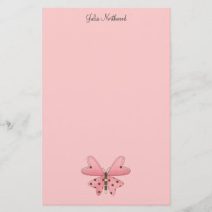 Papelería Lindo como insecto · Rosa y mariposa de Brown