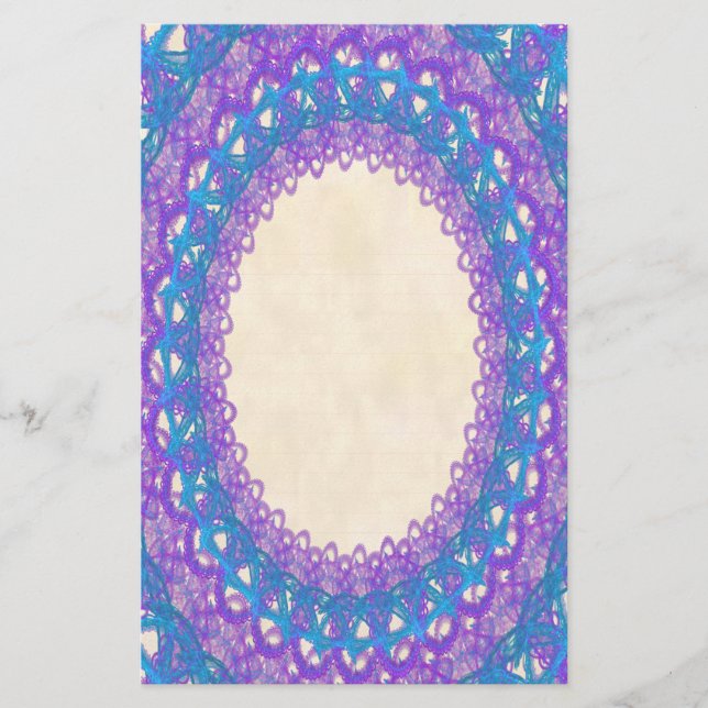 Papelería Lineado Purple Blue Lace p2 Stationery Pages (Anverso)