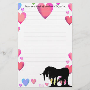 Papelería Líneas místicas de unicornio (corazones coloridos)