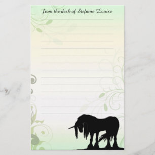 Papelería Líneas místicas de unicornio (verde/hoja)