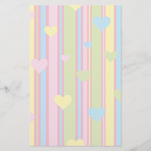 Papelería Líneas y corazones Pastel (Anverso)