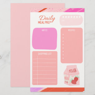 Papelería Lista de compras de Pastel Pink Daily Meal Planner
