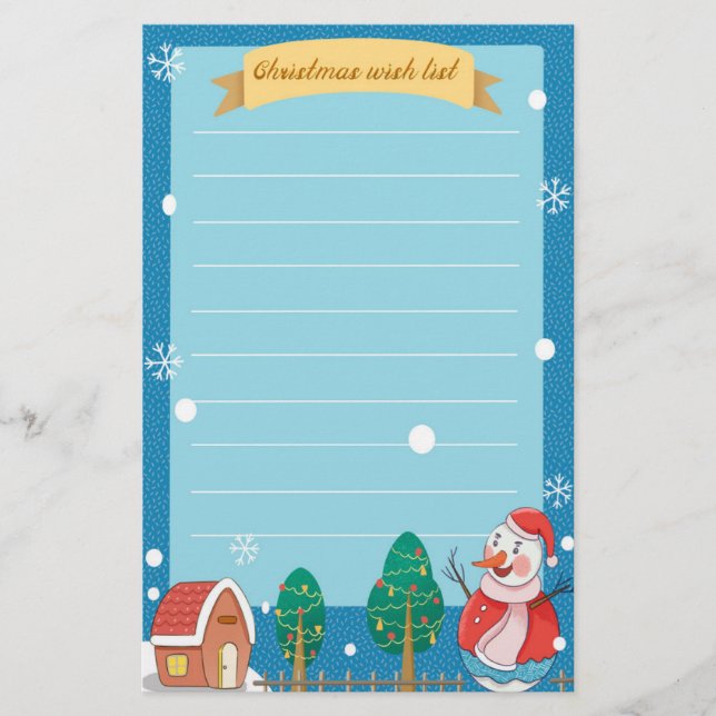 Papelería Lista de Deseos de Navidad (Anverso)