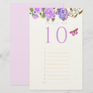 Papelería Listado de invitados de boda con cinta de rosa púr