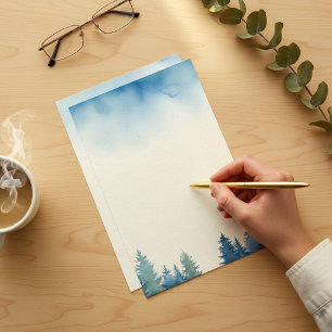 Papelería Llanura de pinos azules de invierno