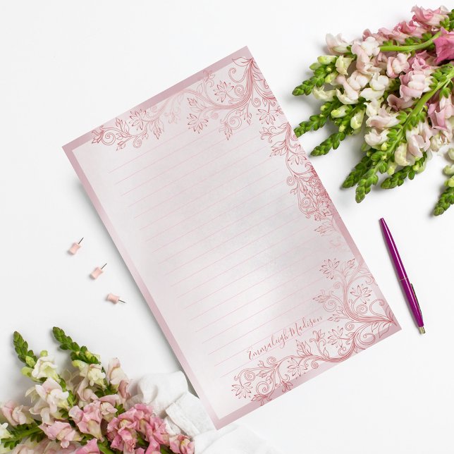 Papelería Llenado ornamental personalizado rosado (Subido por el creador)