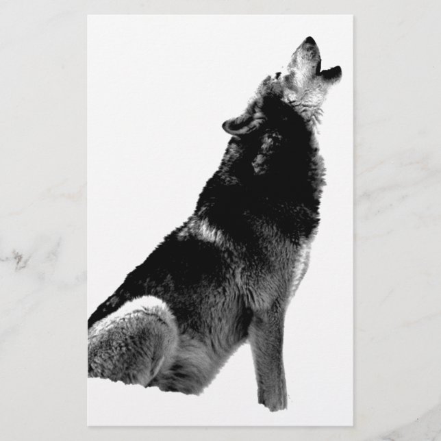 Papelería Lobo aullador blanco negro (Anverso)