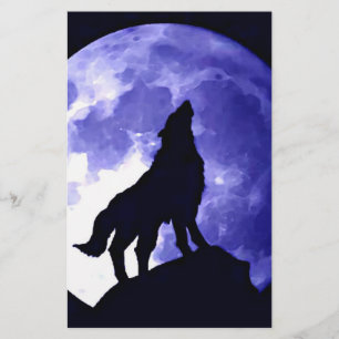 Papelería Lobo aullando a la luna