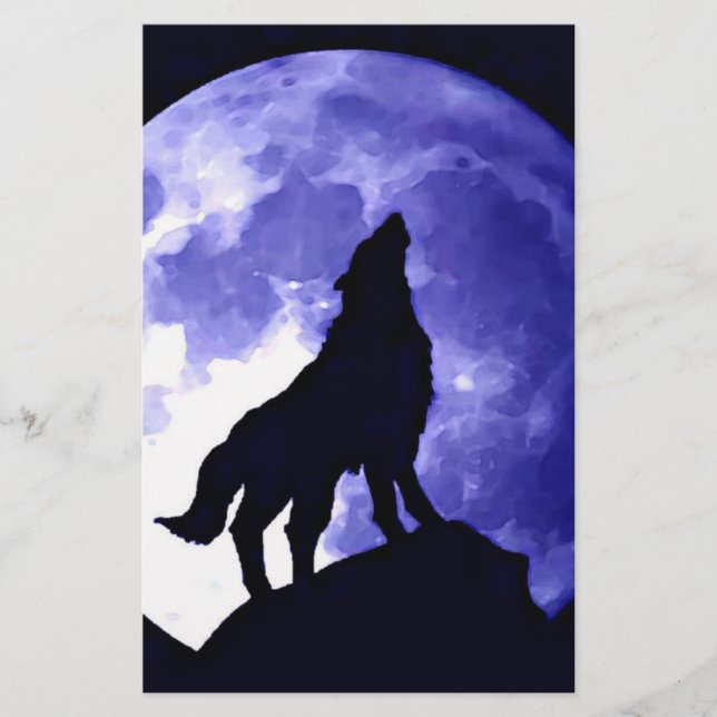 Papelería Lobo aullando a la luna (Anverso)