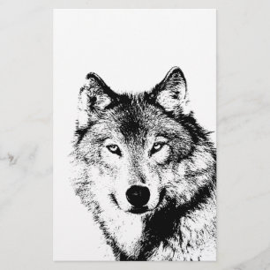 Papelería Lobo Blanco y Negro