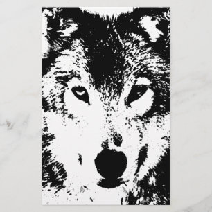 Papelería Lobo Blanco y Negro
