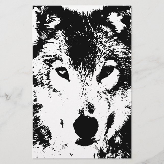 Papelería Lobo Blanco y Negro (Anverso)