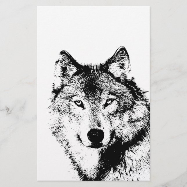Papelería Lobo en blanco y negro (Anverso)