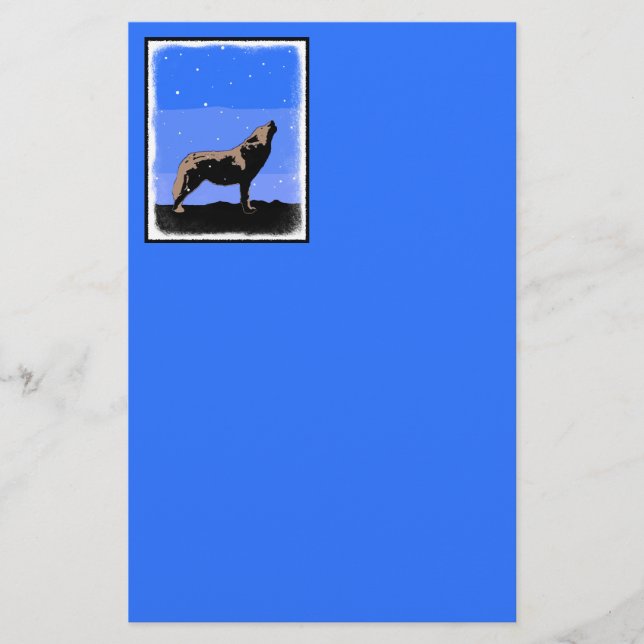 Papelería Lobo en invierno - Arte de vida silvestre original (Anverso)