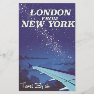 Papelería Londres desde Nueva York Póster de vuelo vintage