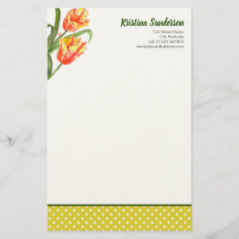 Papelería Loro amarillo acuarela Tulips Arte floral