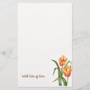 Papelería Loro amarillo acuarela Tulips Arte floral