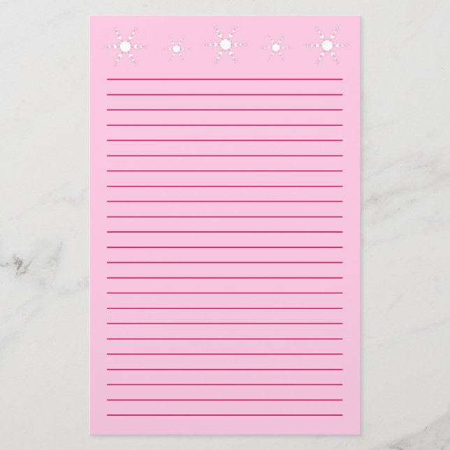 Papelería Los copos de nieve blancos del corazón alinearon (Anverso)