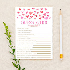 Papelería ¡Los Corazones Rojos Con Temática Adivina Quién! J