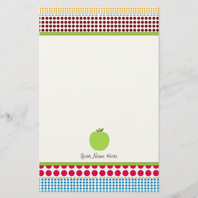 Papelería Los puntos multicolores Apple verde personalizaron (Anverso)