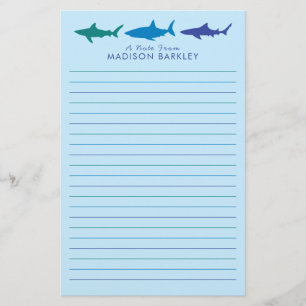 Papelería Los tiburones azules cortan a los niños