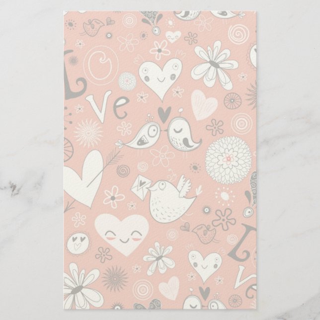Papelería Love Birds Pattern (Anverso)