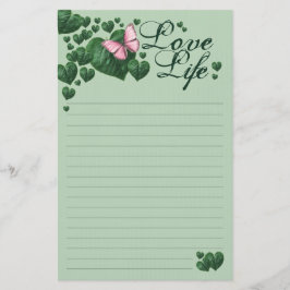 Papelería Love Life-Pink Butterfly with Heart Leaves
